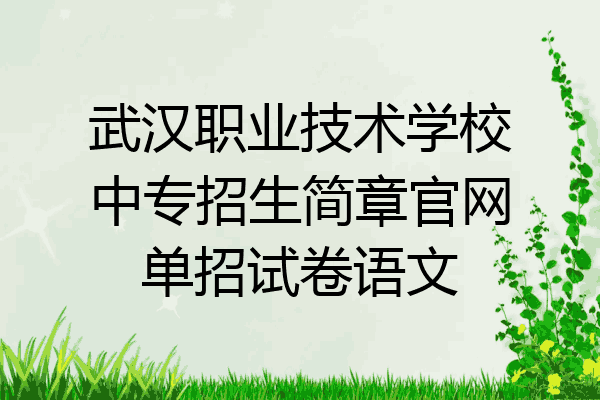 武汉职业技术学校中专招生简章官网单招试卷语文
