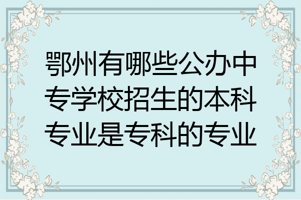 鄂州有哪些公办中专学校招生的本科专业是专科的专业