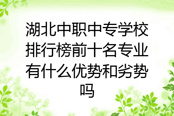 湖北中职中专学校排行榜前十名专业有什么优势和劣势吗