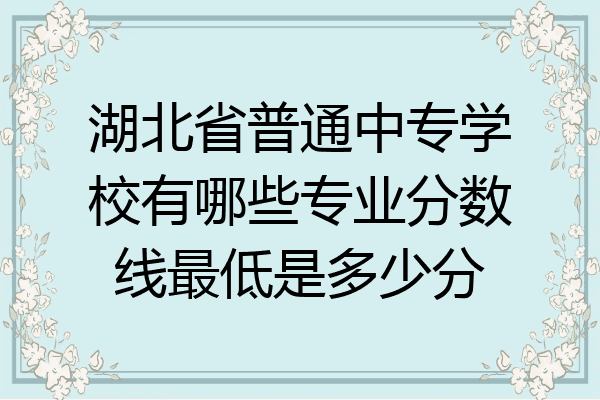 湖北省普通中专学校有哪些专业分数线最低是多少分