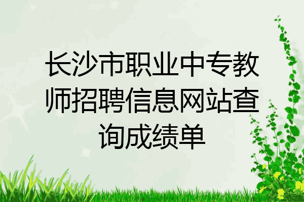 长沙市职业中专教师招聘信息网站查询成绩单