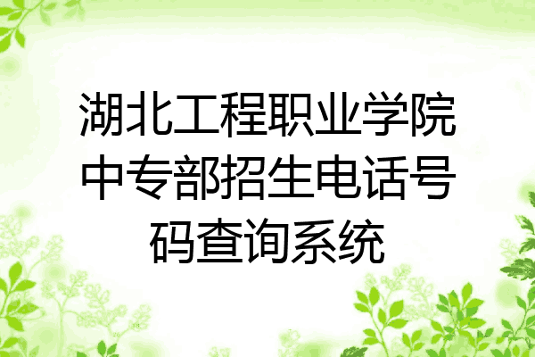 湖北工程职业学院中专部招生电话号码查询系统