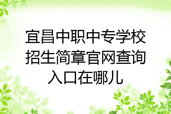 宜昌中职中专学校招生简章官网查询入口在哪儿