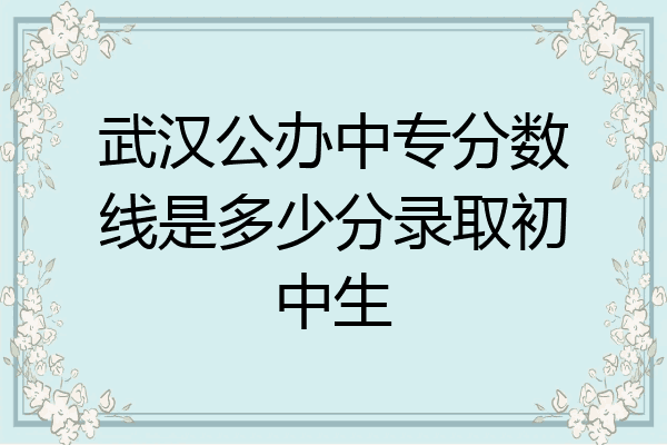 武汉公办中专分数线是多少分录取初中生