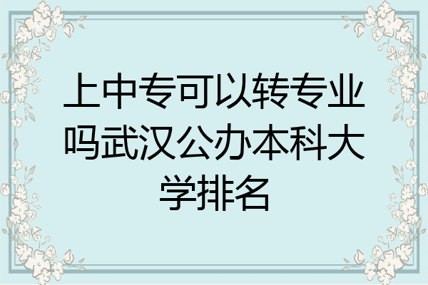 上中专可以转专业吗武汉公办本科大学排名