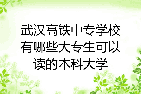 武汉高铁中专学校有哪些大专生可以读的本科大学