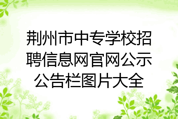 荆州市中专学校招聘信息网官网公示公告栏图片大全