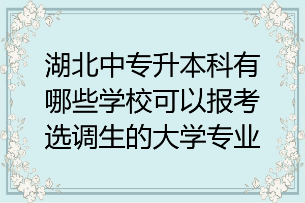 湖北中专升本科有哪些学校可以报考选调生的大学专业