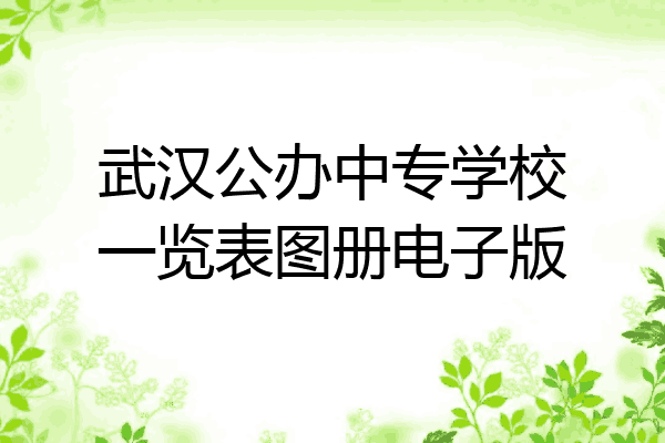 武汉公办中专学校一览表图册电子版