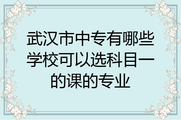 武汉市中专有哪些学校可以选科目一的课的专业