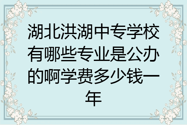 湖北洪湖中专学校有哪些专业是公办的啊学费多少钱一年