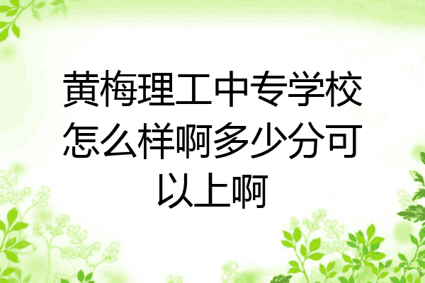 黄梅理工中专学校怎么样啊多少分可以上啊