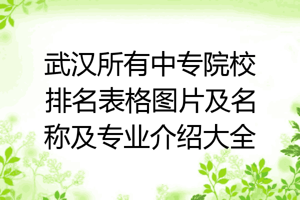 武汉所有中专院校排名表格图片及名称及专业介绍大全