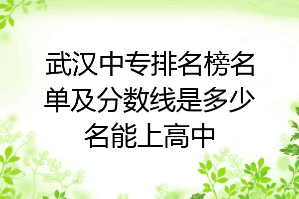 武汉中专排名榜名单及分数线是多少名能上高中