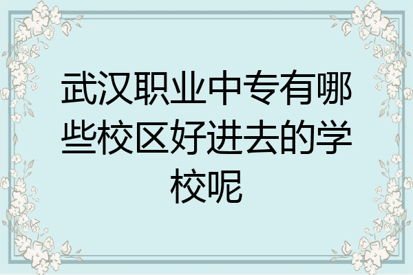 武汉职业中专有哪些校区好进去的学校呢