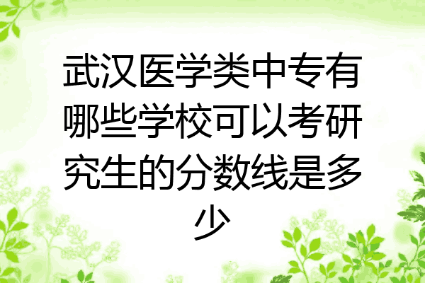 武汉医学类中专有哪些学校可以考研究生的分数线是多少