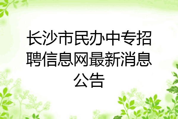 长沙市民办中专招聘信息网最新消息公告