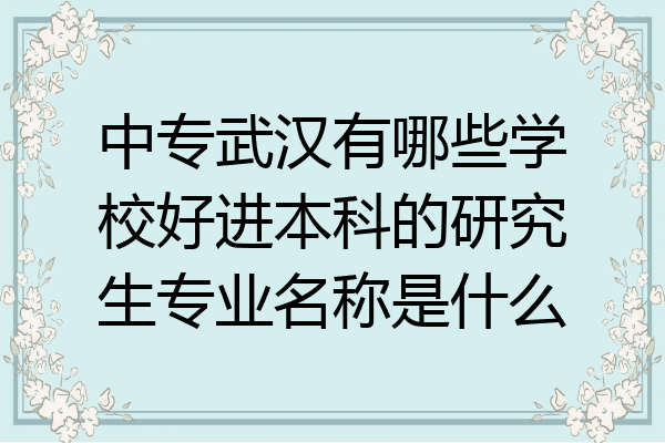 中专武汉有哪些学校好进本科的研究生专业名称是什么