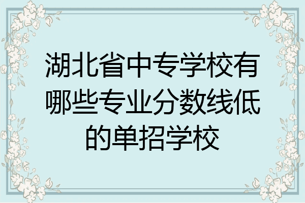 湖北省中专学校有哪些专业分数线低的单招学校