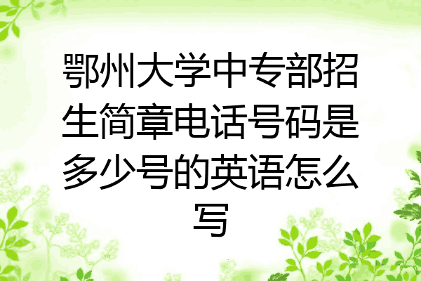 鄂州大学中专部招生简章电话号码是多少号的英语怎么写