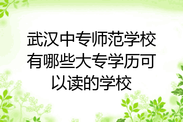 武汉中专师范学校有哪些大专学历可以读的学校