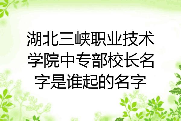 湖北三峡职业技术学院中专部校长名字是谁起的名字
