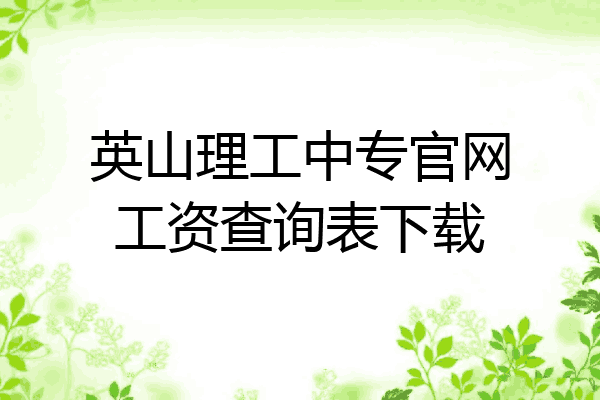 英山理工中专官网工资查询表下载