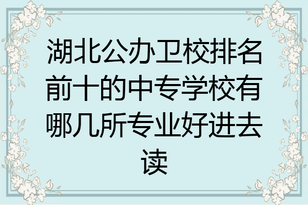 湖北公办卫校排名前十的中专学校有哪几所专业好进去读