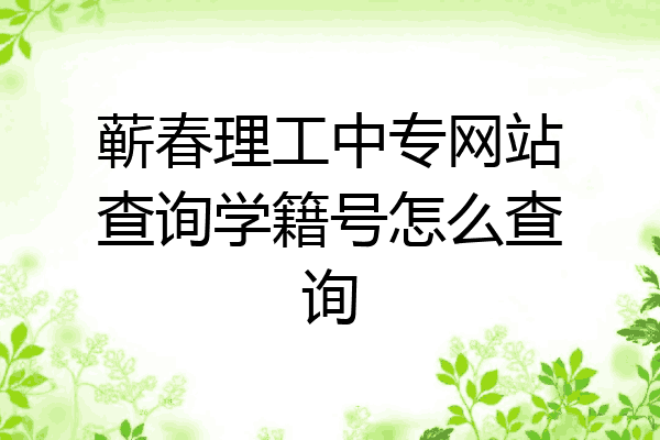 蕲春理工中专网站查询学籍号怎么查询