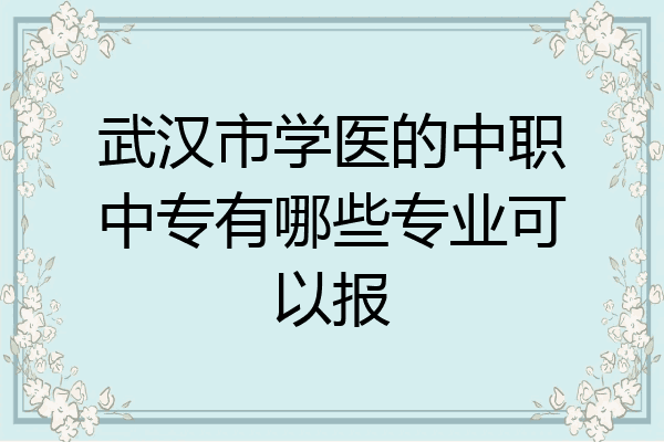 武汉市学医的中职中专有哪些专业可以报