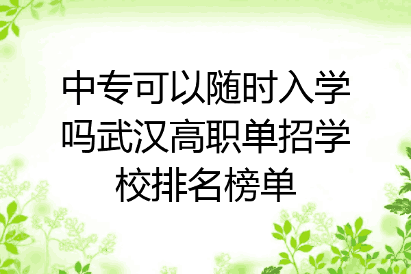 中专可以随时入学吗武汉高职单招学校排名榜单
