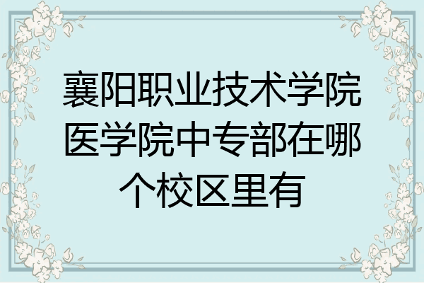 襄阳职业技术学院医学院中专部在哪个校区里有