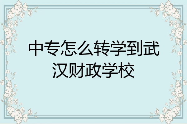 中专怎么转学到武汉财政学校