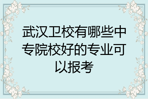 武汉卫校有哪些中专院校好的专业可以报考