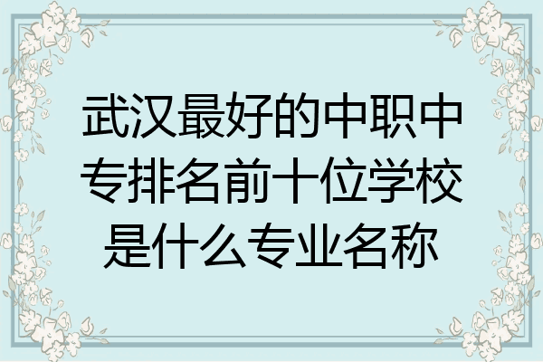 武汉最好的中职中专排名前十位学校是什么专业名称