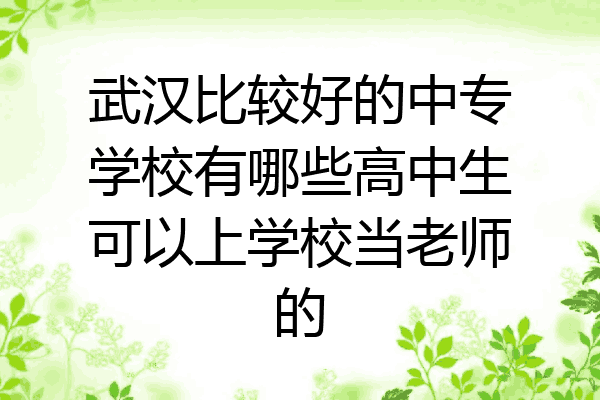 武汉比较好的中专学校有哪些高中生可以上学校当老师的