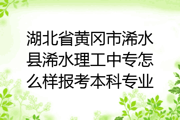 湖北省黄冈市浠水县浠水理工中专怎么样报考本科专业