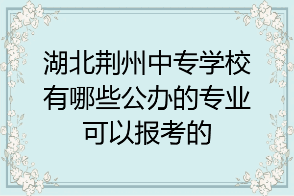 湖北荆州中专学校有哪些公办的专业可以报考的