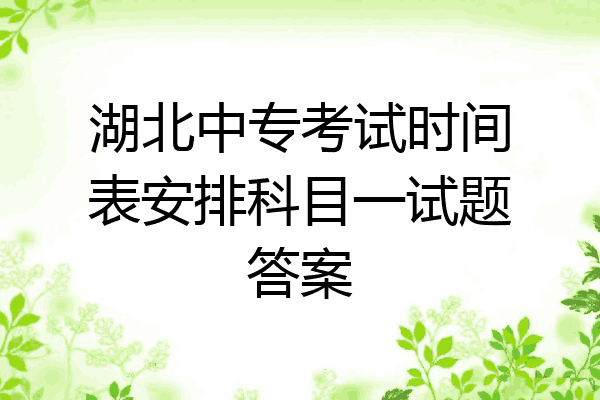 湖北中专考试时间表安排科目一试题答案