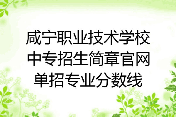 咸宁职业技术学校中专招生简章官网单招专业分数线