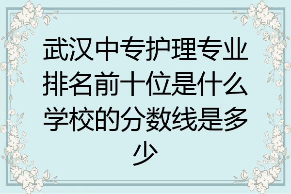 武汉中专护理专业排名前十位是什么学校的分数线是多少