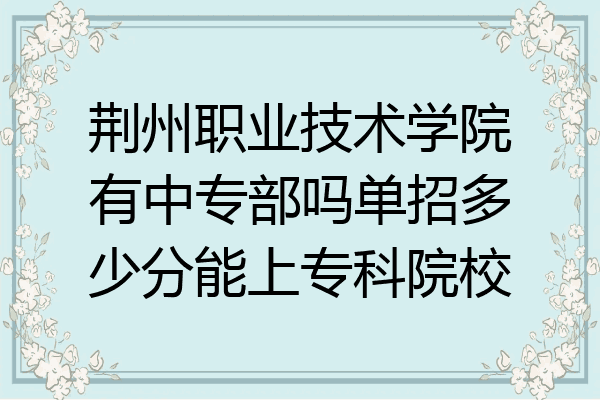 荆州职业技术学院有中专部吗单招多少分能上专科院校
