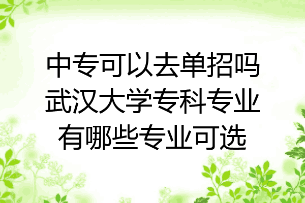 中专可以去单招吗武汉大学专科专业有哪些专业可选