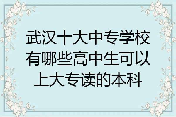 武汉十大中专学校有哪些高中生可以上大专读的本科