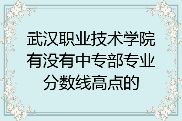 武汉职业技术学院有没有中专部专业分数线高点的