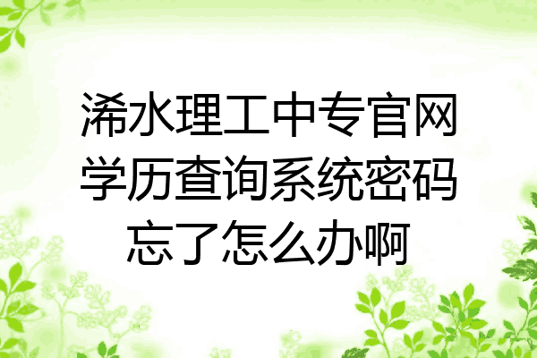 浠水理工中专官网学历查询系统密码忘了怎么办啊