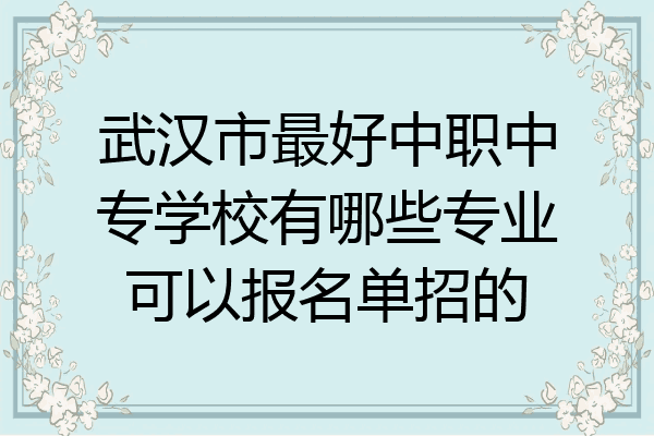 武汉市最好中职中专学校有哪些专业可以报名单招的