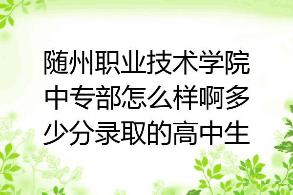 随州职业技术学院中专部怎么样啊多少分录取的高中生