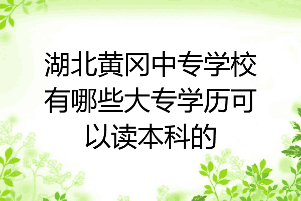 湖北黄冈中专学校有哪些大专学历可以读本科的