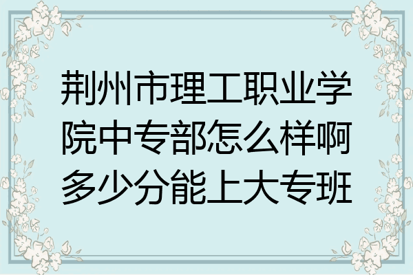 荆州市理工职业学院中专部怎么样啊多少分能上大专班